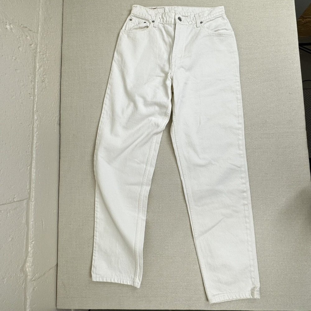 Vintage 550 Levis Womens 26 x 30 Red Tab Mom High Rise Tapered Relaxed White 90